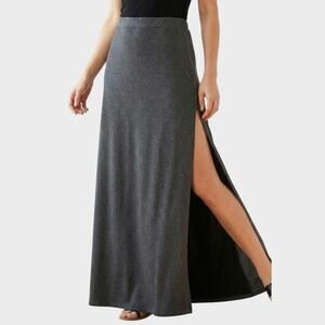 a'reve Womens Small Gray Long Side Slit Skirt Rayon Polyester